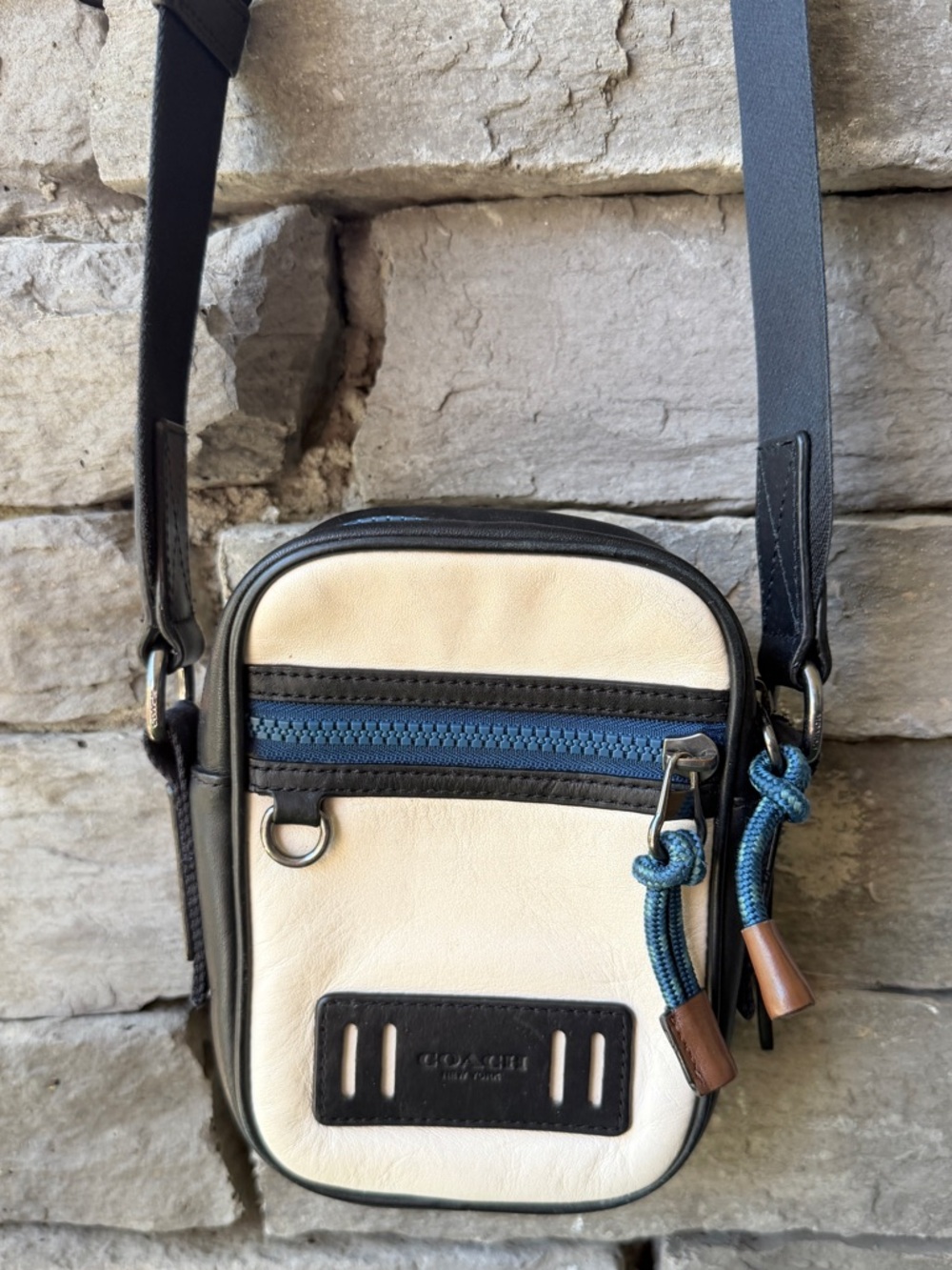 Coach Terrain Mini White Leather Unisex Crossbody Bag